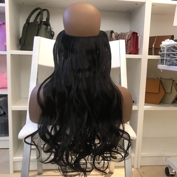 Fish line band halo hair extension